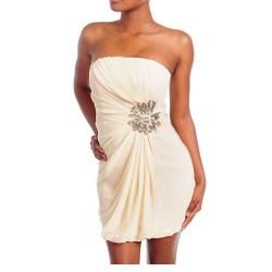 Stanzino Womens Cream Sequin Accent Strapless Dress