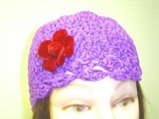 Cp121pb, Hand Crocheted Purple Color Chenille Gimp Skull