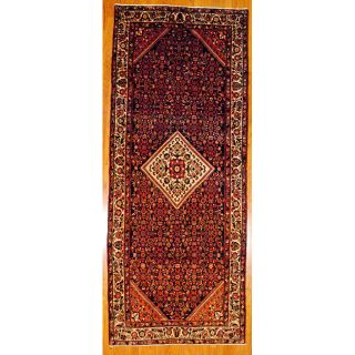 Persian Hand knotted Navy/ Ivory Tribal Hamadan Wool Rug (56 x 136