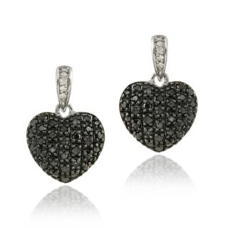 DB Designs Sterling Silver 4/5ct TDW Black and White Diamond Heart
