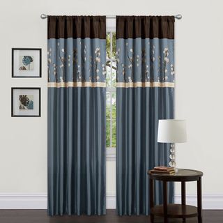 Lush Decor Blue/ Brown 84 inch Cocoa Blossom Curtain Panels (Set of 2