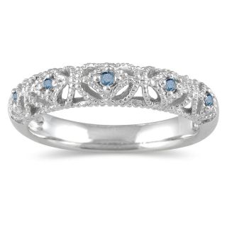 10k White Gold 1/10ct TDW Blue Diamond Ring (I1 I2)