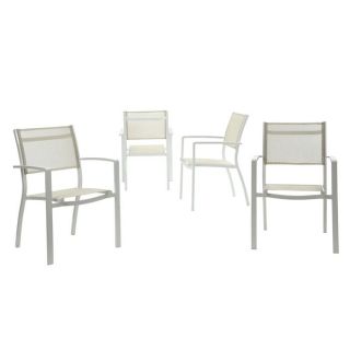 Lot de 4 fauteuils   Structure en aluminium   Assise et dossier en
