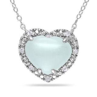 Miadora Sterling Silver Aquamarine and 1/10ct TDW Diamond Necklace (G