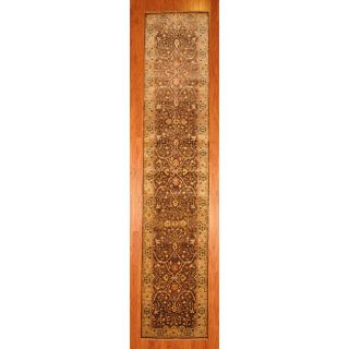 Indo Hand knotted Brown/ Beige Oushak Wool Rug (29 x 137