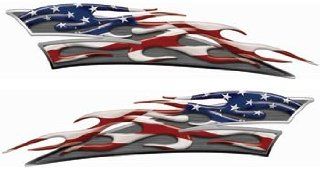 Reflective American Flag Motorcycle Gas Tank Flame Decals  