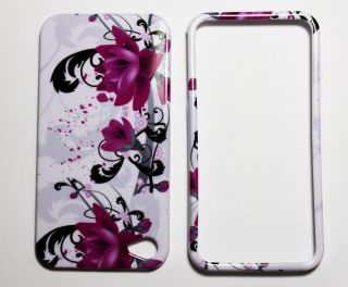 Apple iPhone 4 Purple Flower Hard Skin Cover Case