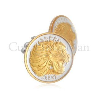 Ethiopia Twenty Five Cent Lion Head Coin Cufflinks GCL