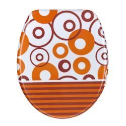 Orange Circles Designer Melamine Toilet Seat Cover