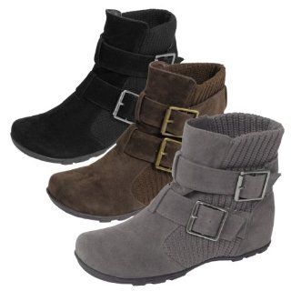 Bamboo by Journee Faux Suede And Knit Boot