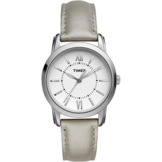 Timex Womens Style Chic Silver Leather Strap Watch