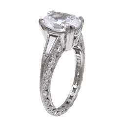 Tacori Platinum Cubic Zirconia and 1ct TDW Diamond Engagement Ring (G