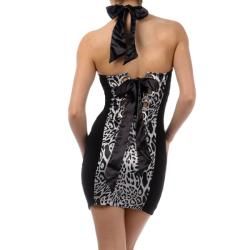 Blanc Noir Leopard Print Back Tie Mini Dress