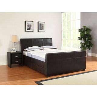 Quad Cal King Size Brown Faux Leather Storage Bed