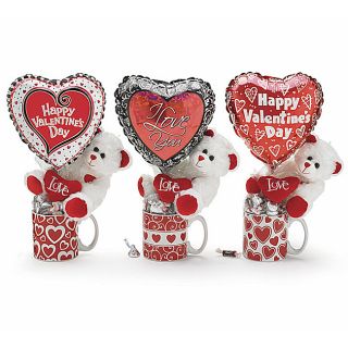 Valentines Day Teddy Bear Gift Mugs and Candy (Set of 3)