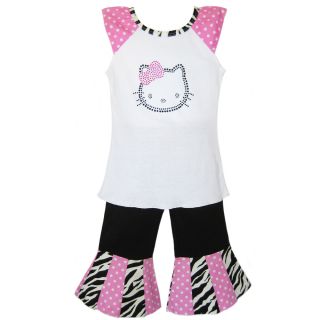 AnnLoren Girls 2 piece Hello Kitty Shirt and Capri Set