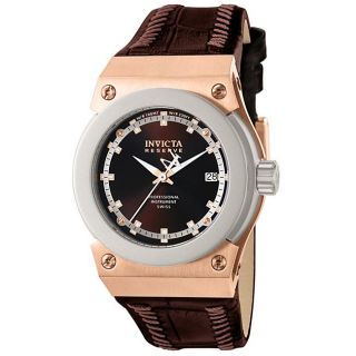 Invicta Midsize Mens Akula Brown Dial Brown Leather Watch