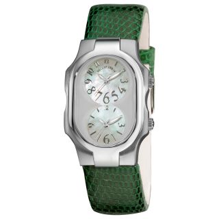 Philip Stein Womens Signature Forest Green Leather Strap Watch