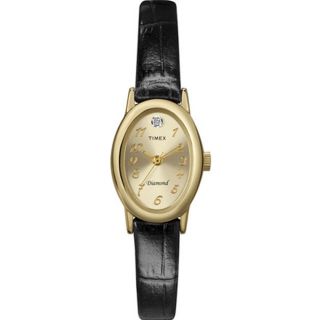 Timex Womens Casual Black Calfskin Leather Watch