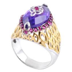 Michael Valitutti Two tone Amethyst and Ruby Ring