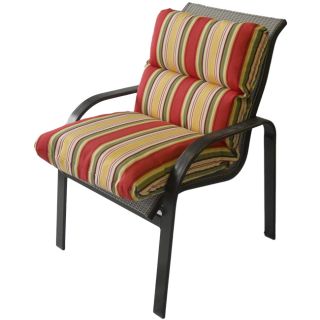 Ome Outdoor Club Chair Cushion in Striped Red Green Yellow Outdura