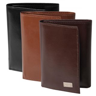 Boston Traveler Mens Genuine Leather Tri fold Wallet