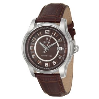 Bulova Mens Precisionist Stainless Steel/ Brown Leather Watch Today