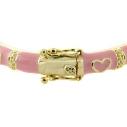 Molly and Emma 14k Gold Overlay Childrens Pink Heart Bracelet