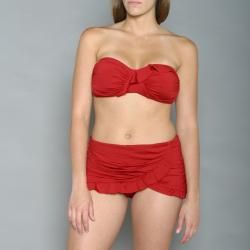 Jantzen Womens Red Bandeau Ruffle Skirt Swimsuit  Size 12