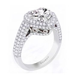 Danhov 18k Gold Cubic Zirconia and 7/8ct TDW Diamond Engagement Ring