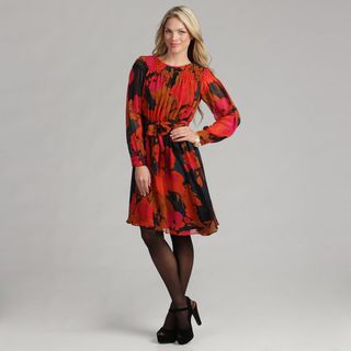 Calvin Klein Womens Floral Printed Chiffon Dress