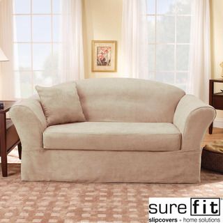 Sure Fit Suede Supreme Taupe Loveseat Slipcover