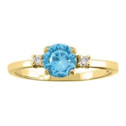 10k Gold December Birthstone Swiss Blue Topaz and Diamond Ring