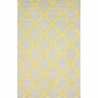 Hand hooked Alexa Moroccan Trellis Yellow Wool Rug (5 x 8