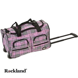 Rockland Pink Cross 22 inch Carry On Rolling Duffel Bag