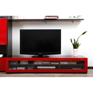 Miliboo   Meuble TV design lumineux 1.89 m chocolat et rouge laqué