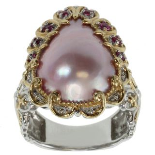 Michael Valitutti Two tone Pink Mabe Pearl Ring