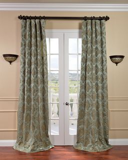 Amalfi Aqua/ Bronze Faux Silk Jacquard Curtains