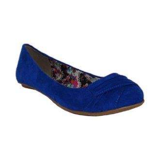 Qupid Blue Suede Rouching Ballerina Flats Size 5.5 (Thesis147) Shoes