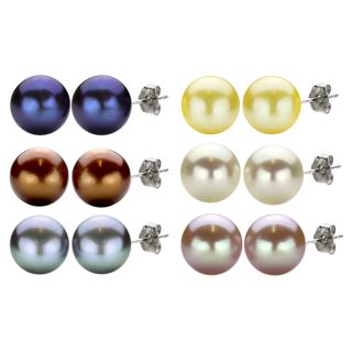 DaVonna Sterling Silver 11 12mm Freshwater Pearl Earrings with Gift