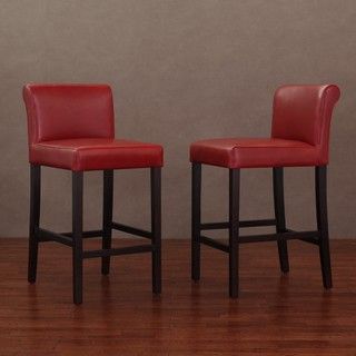 Cosmopolitan Burnt Red Leather Counter Stools (Set of 2)