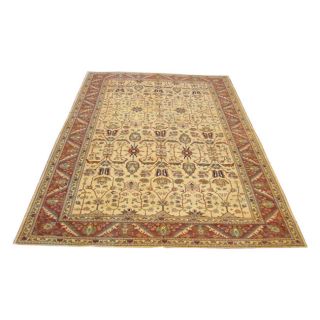 Oushak Hand knotted Vegetable Dye Beige Wool Rug (119 x 173