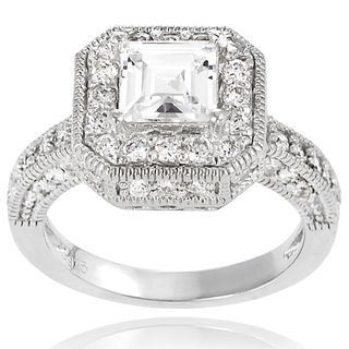 Tressa Sterling Silver Square Cubic Zirconia Bridal style Ring