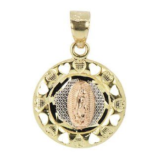 14k Tricolor Gold, Virgin Mary Guadalupe Medal Pendant