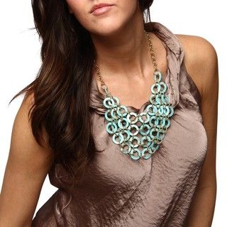 Cam & Zooey Goldtone Mother of Pearl Ring Link Bib Necklace