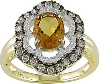 10k Yellow Gold Citrine and 3/8ct TDW Diamond Ring