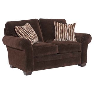 Broyhill Zoey Dark Chocolate Corduroy Loveseat and Accent Pillows