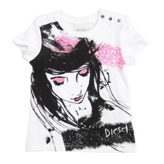 DIESEL T shirt Bébé Blanc, rose et noir   Achat / Vente T SHIRT