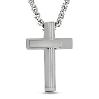 Miadora Stainless Steel Mens Cross Necklace