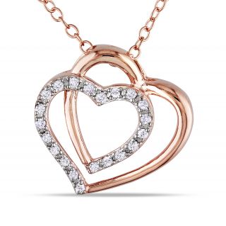 18k Rose Gold over Silver 1/10ct TDW Diamond Heart Necklace Today $42
